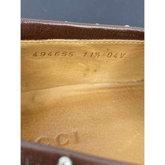 GUCCI Brown Studded Horsebit fringed Leather Loafer dress shoes sz 11.5 GUCCI - Picture 11 of 13